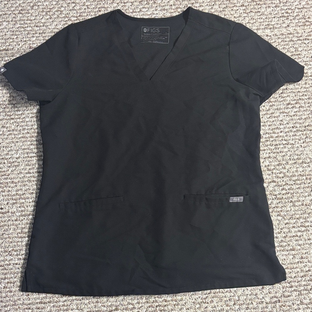 FIGS Classic Black V-Neck Scrub Top